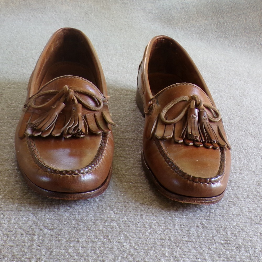 Cole Haan Vintage Mens Tassel Kiltie Loafers Tan Leather Handsewn | 10D (est.) - Picture 2 of 11